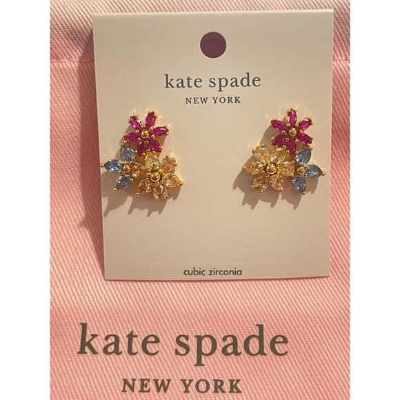 kate spade new First Bloom flower cluster Studs Earrings in Fuchsia - Picture 1 of 8